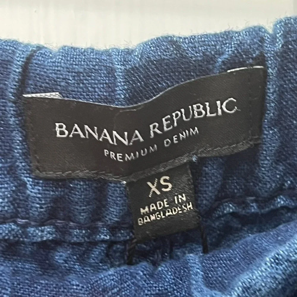 Banana Republic Womens Pants XS NWT $89.50 Dark Blue Linen Tapered Relaxed